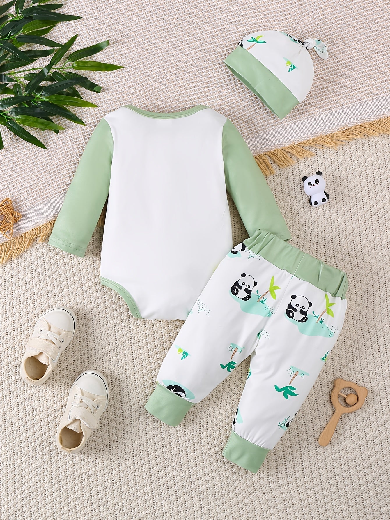 Baby Panda Set – Romper, Pants, and Hat for Outdoor Adventures