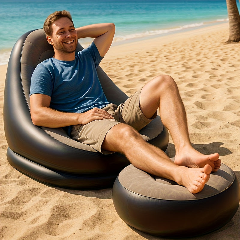 Inflatable Sofa Lounger with Footrest – Waterproof & Comfortable