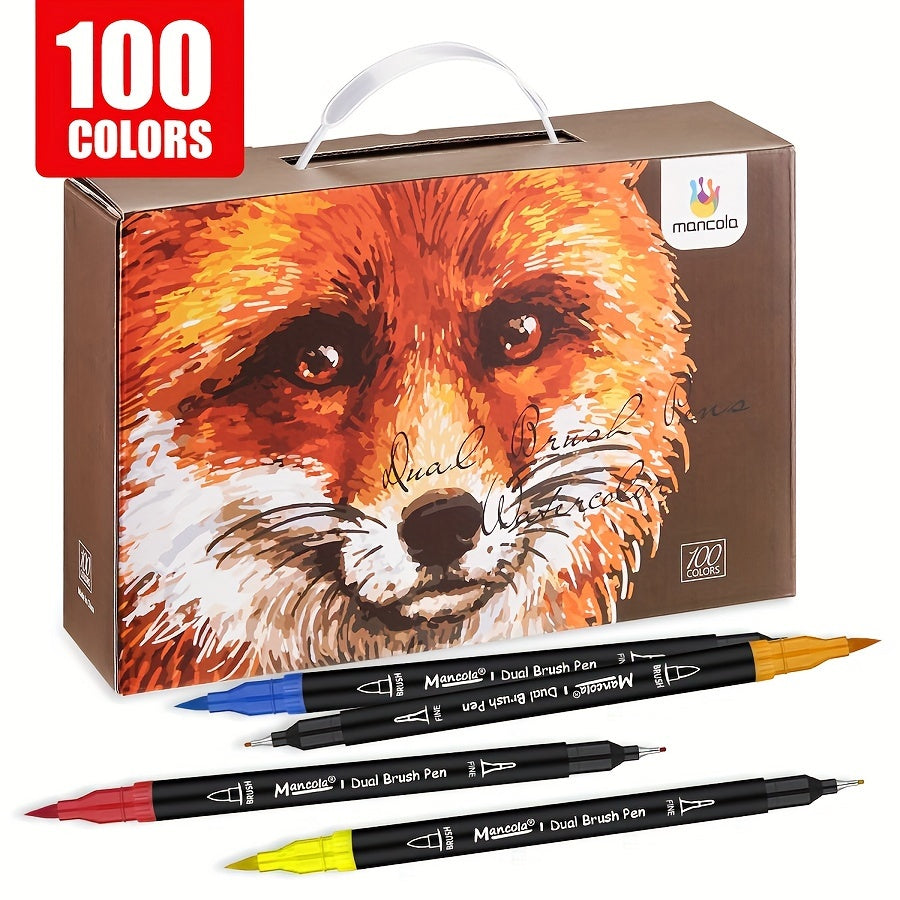 100 Colors Dual-Tip Marker Set – Versatile Fineliner and Brush Tips for Creative Projects