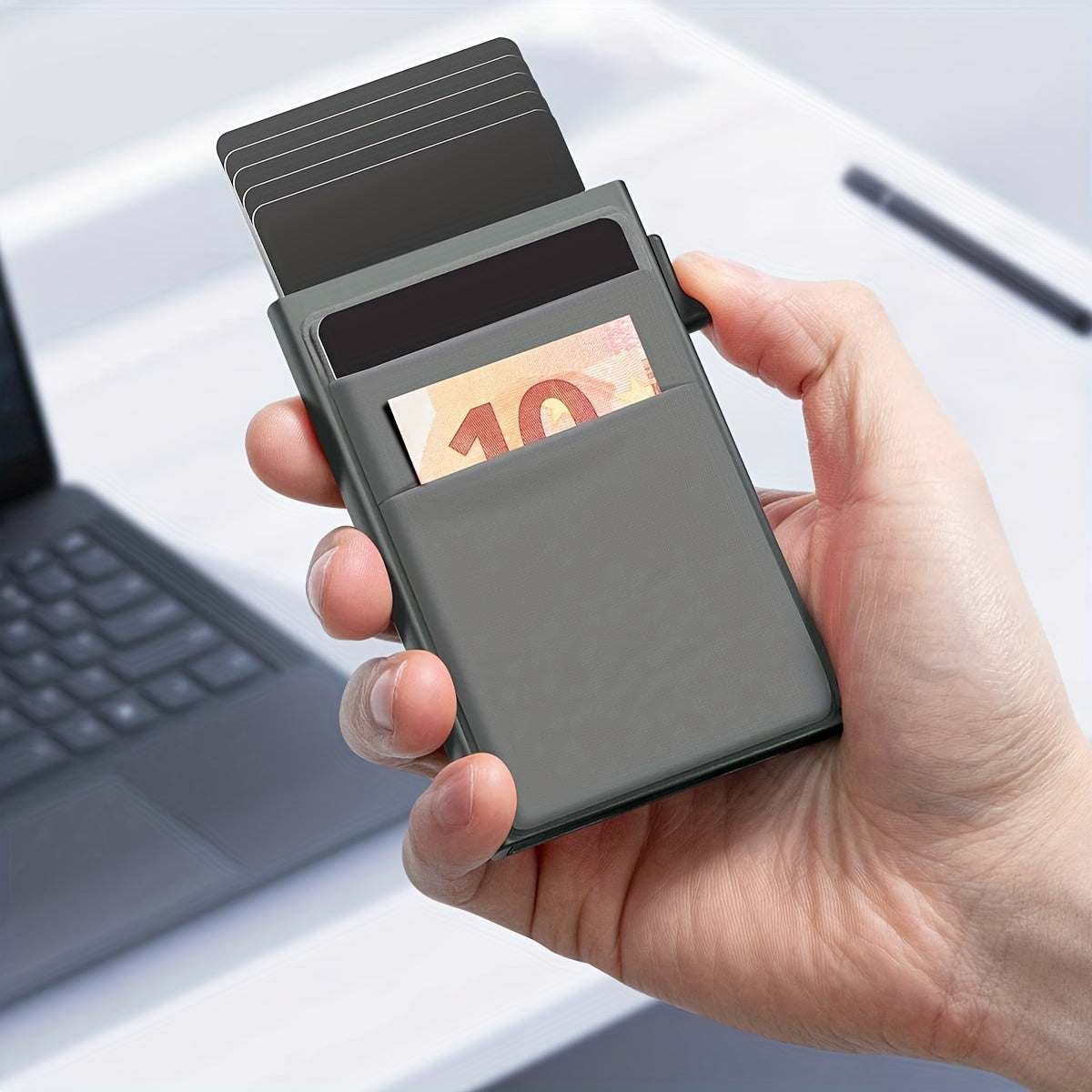 RFID Blocking Card Holder – Automatic Dispensing and Large Capacity for Safe Storage of Cards