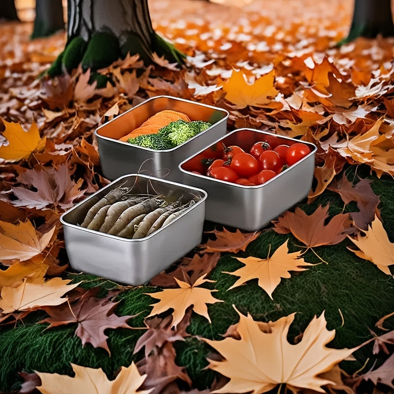 7-Piece Stainless Steel Food Storage Set – Leak-Proof and Stackable Containers for Home or Outdoor