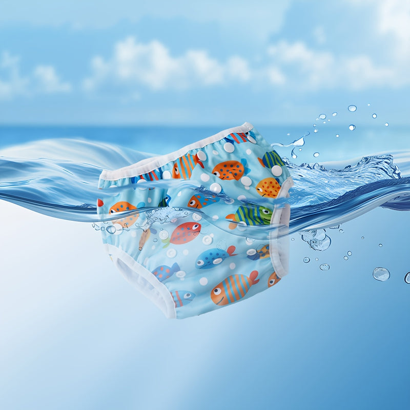 Adjustable Washable Swim Diaper for Babies – Leak-Proof with Fish Print