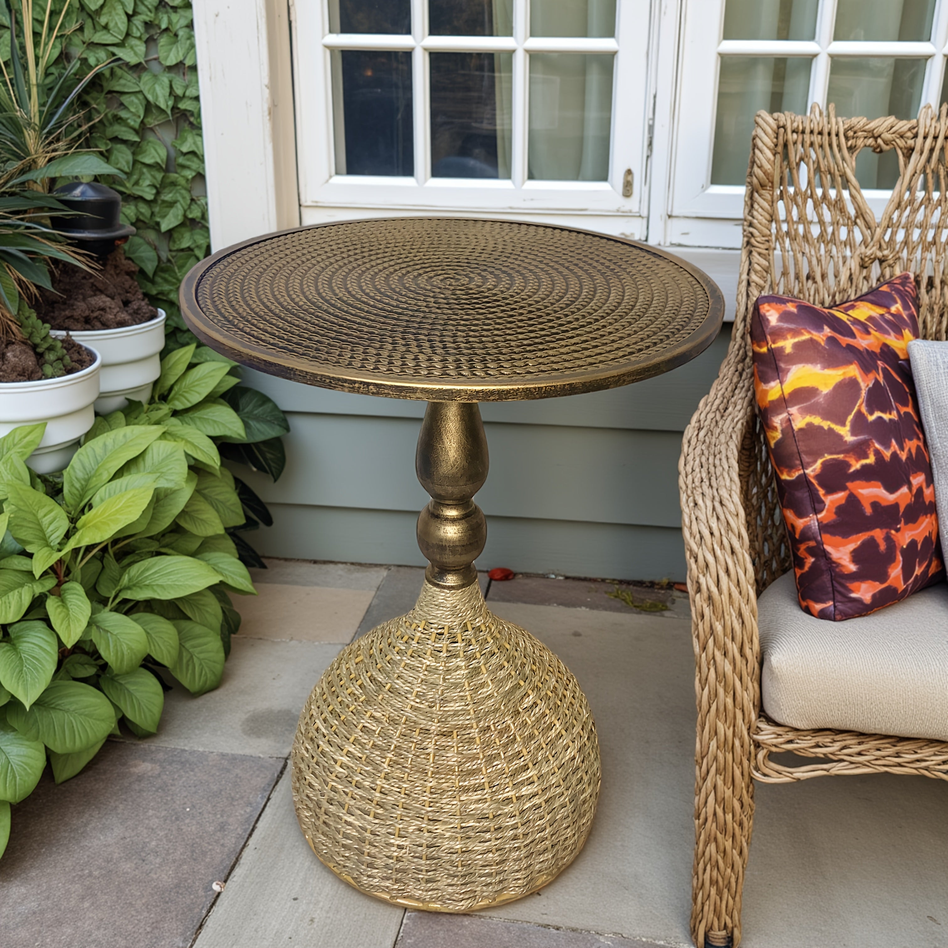 Handmade Water Grass Coffee Table – Antique Bronze Look