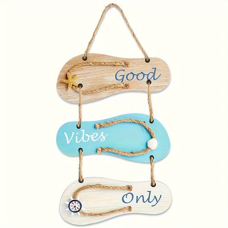 Wooden Flip-Flop Wall Decoration - Nautical Style for a Summer Vibe