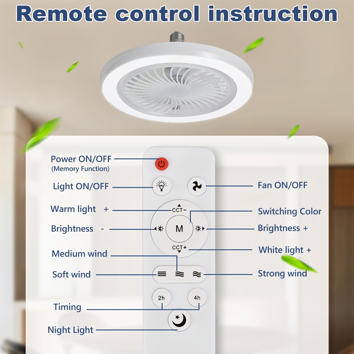 LED Smart Fan Lamp – Dimmable and Quiet
