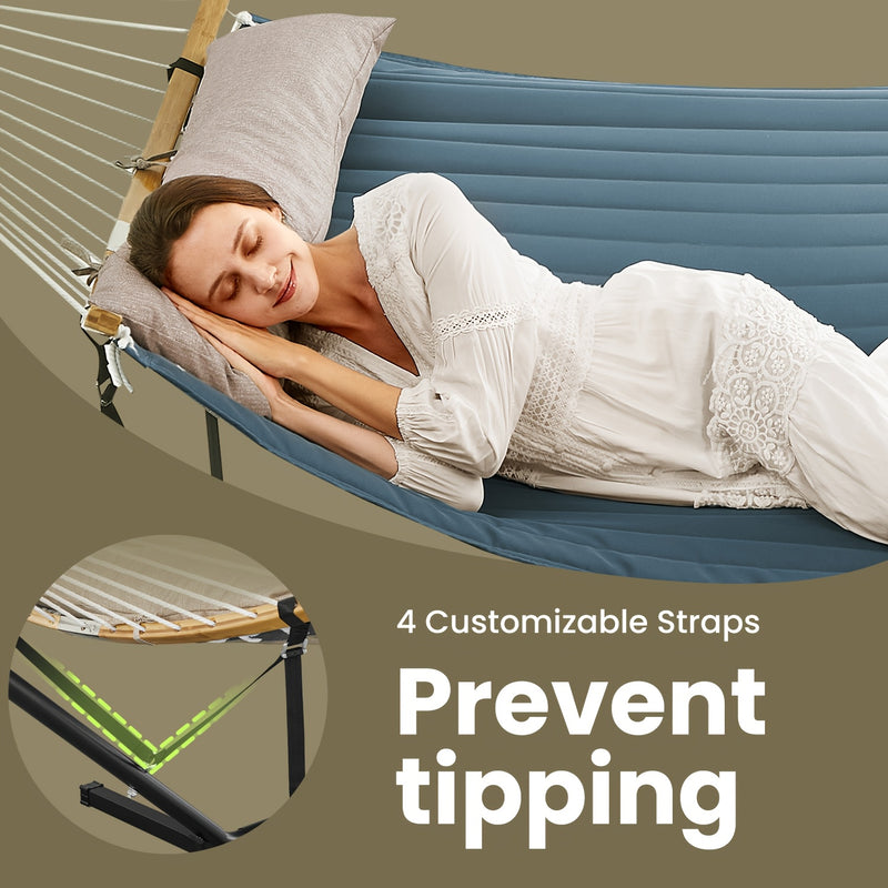 Padded Hammock with Stand – Comfortable Bamboo Spreader and Cushion