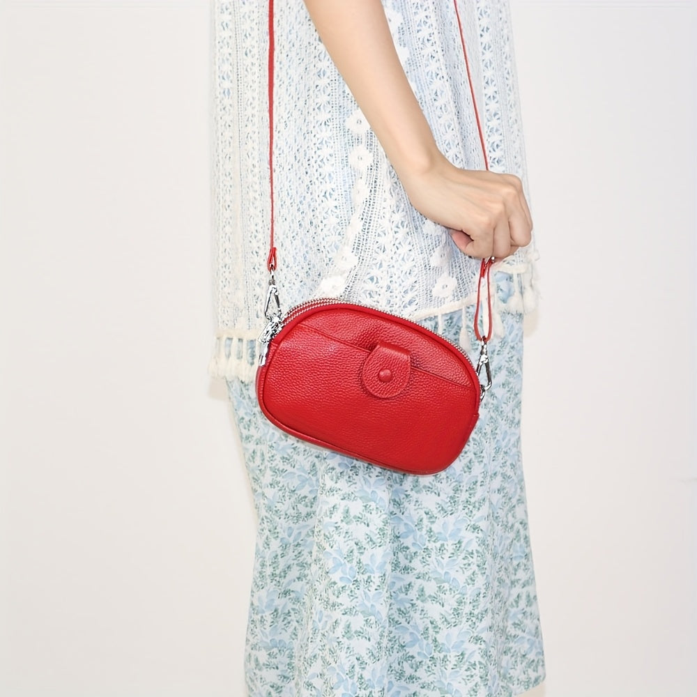 Large Capacity Vintage Crossbody Bag – Genuine Leather with Multiple Compartments