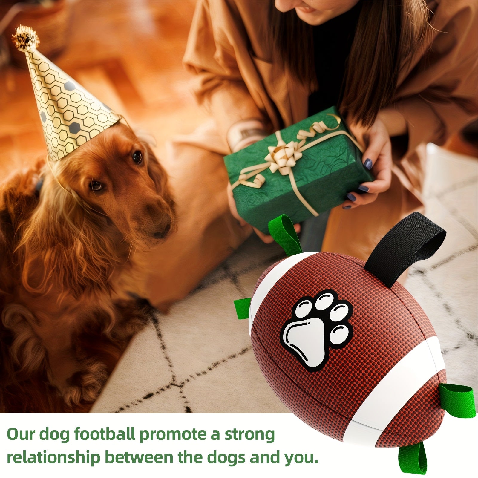 Paw-Perfect Play Football – Durable Rubber Interactive Dog Toy