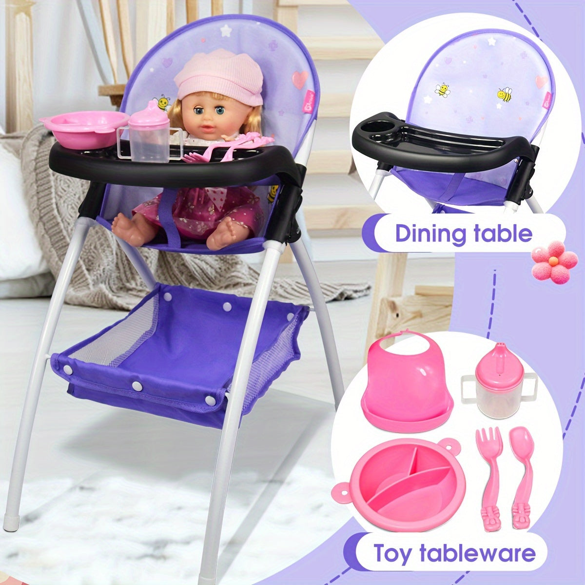 Doll High Chair Toy - Perfect for Playful Meals