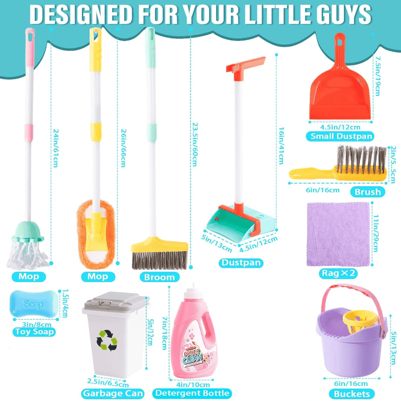 Kids’ Cleaning Playset – Adjustable Mop, Broom and Dustpan Set