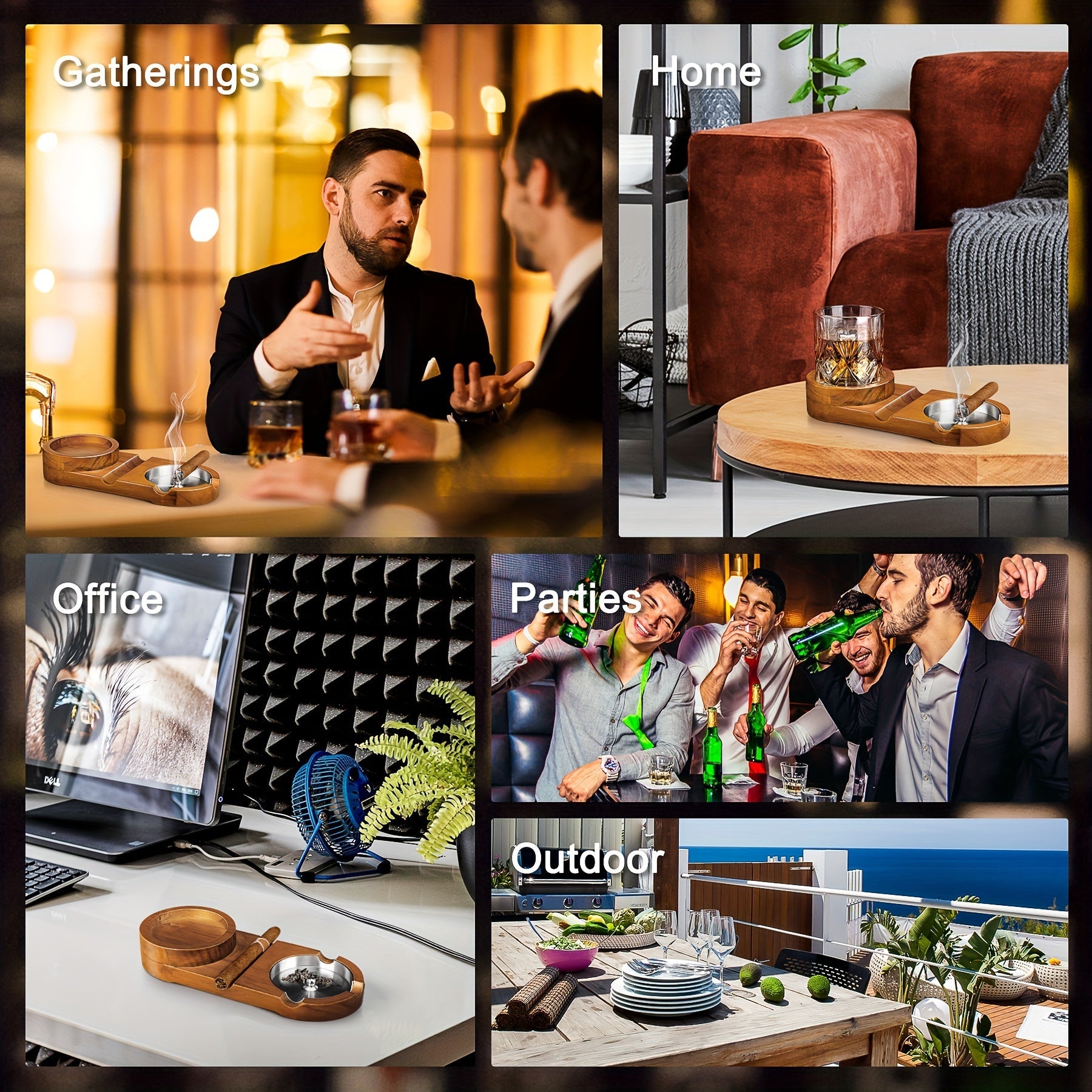 Creative Cigar Ashtray and Whiskey Glass Tray - The Perfect Father's Day Gift or Corporate Gift