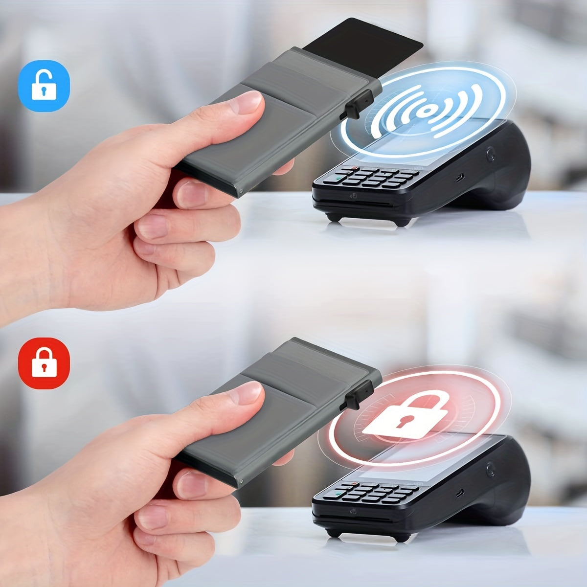RFID Blocking Card Holder – Automatic Dispensing and Large Capacity for Safe Storage of Cards