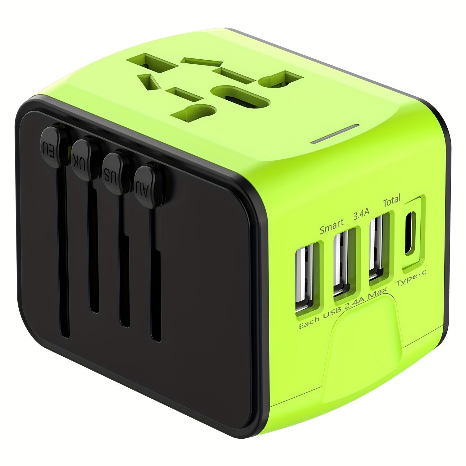 Travel Adapter with 4 USB Ports and Type-C – Global Charger with Fast Charging and Safety Features