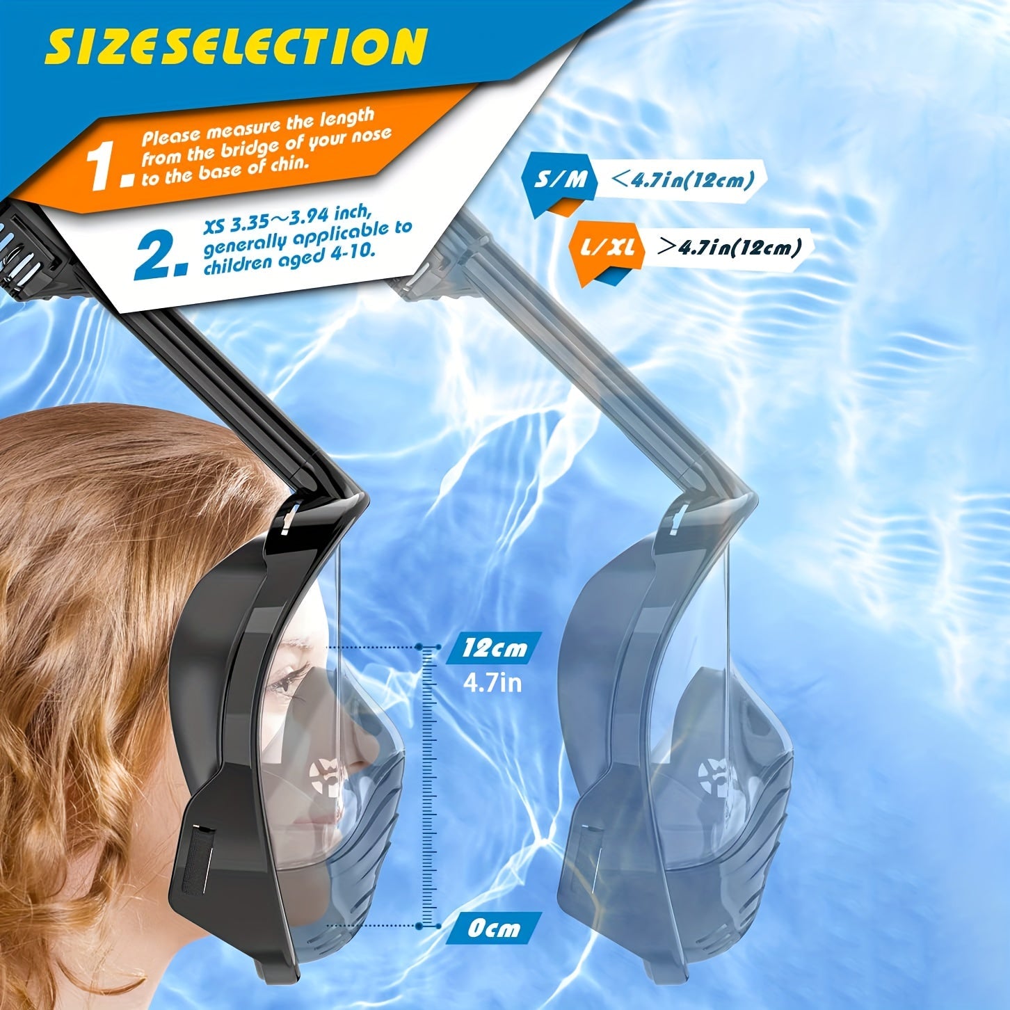 Full Face Snorkel Mask – 180° Panoramic View and Camera Mount for Perfect Underwater Experience