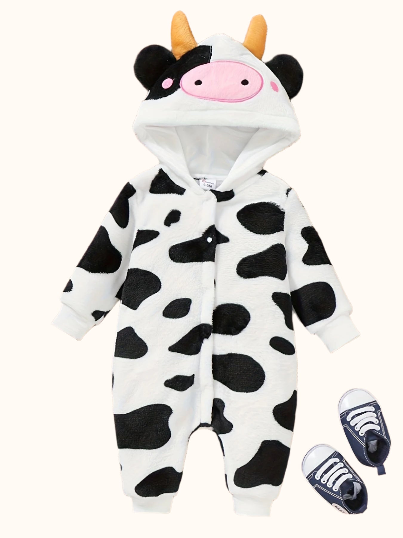Cute Baby Cow Romper – Includes Hat for Autumn and Winter