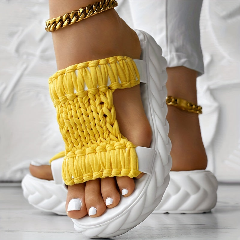 Comfortable Women's Sandals with Woven Upper and Platform Sole