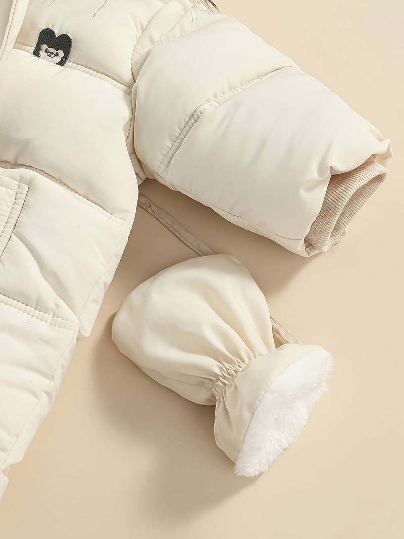 Snowy Baby Romper – Warm Winter Onesie with Hood for Outdoors