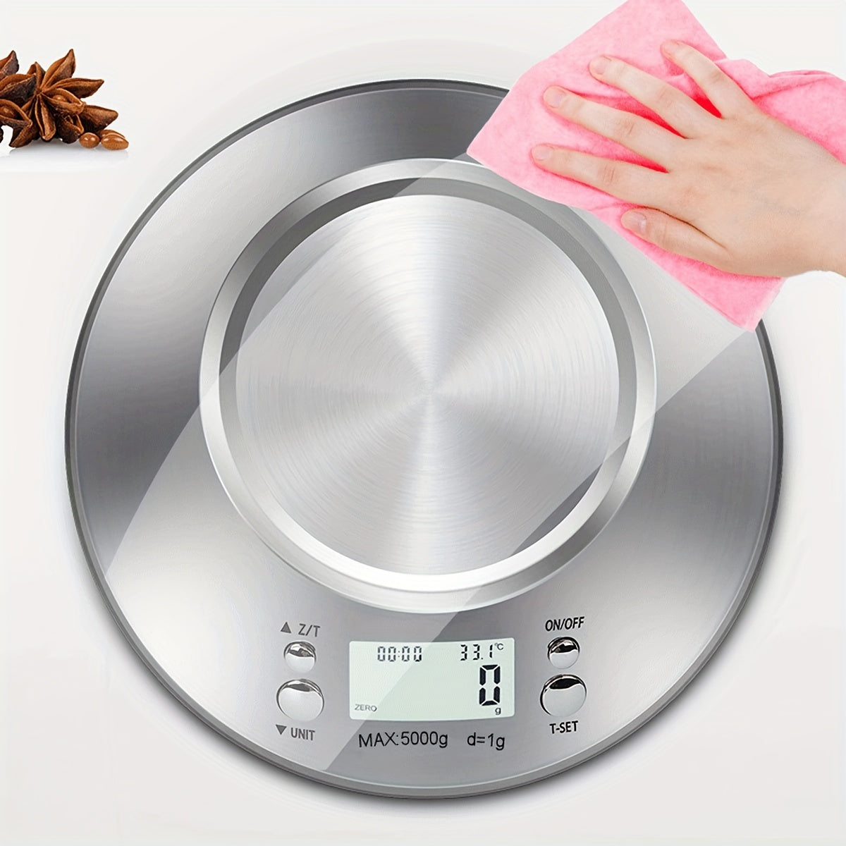 Digital Kitchen Scale with Stainless Steel Bowl – Precision with Temperature Sensor and Countdown Function for Baking and Cooking