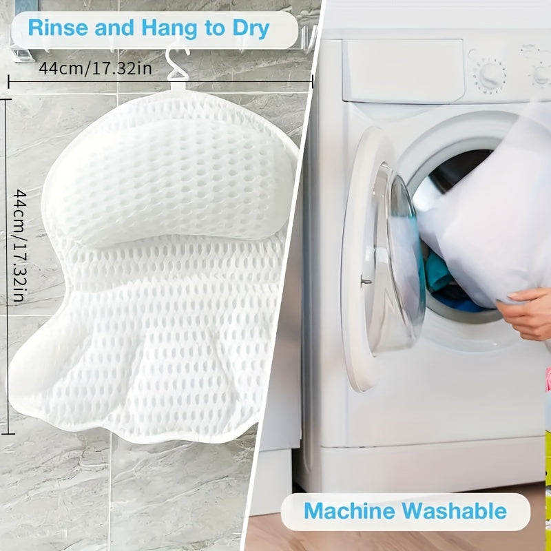 LuxieSpa 4D Luxe Bath Pillow - Breathable Pillow with Neck and Back Support for a Relaxing Bath