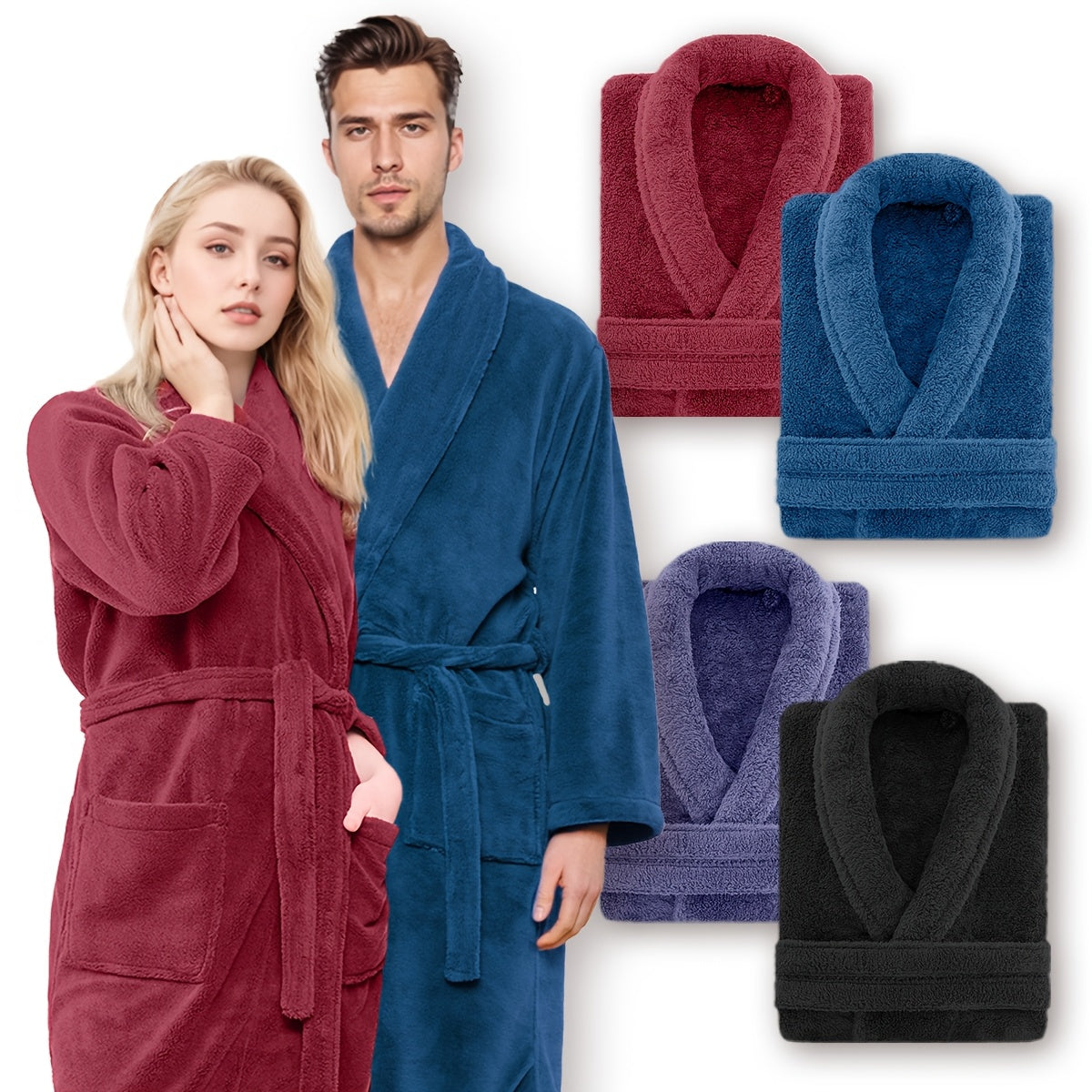Luxe Unisex Coral Fleece Bathrobe – Ultra Soft and Warm for Your Comfort