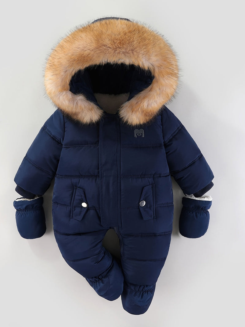 Snowy Baby Romper – Warm Winter Onesie with Hood for Outdoors