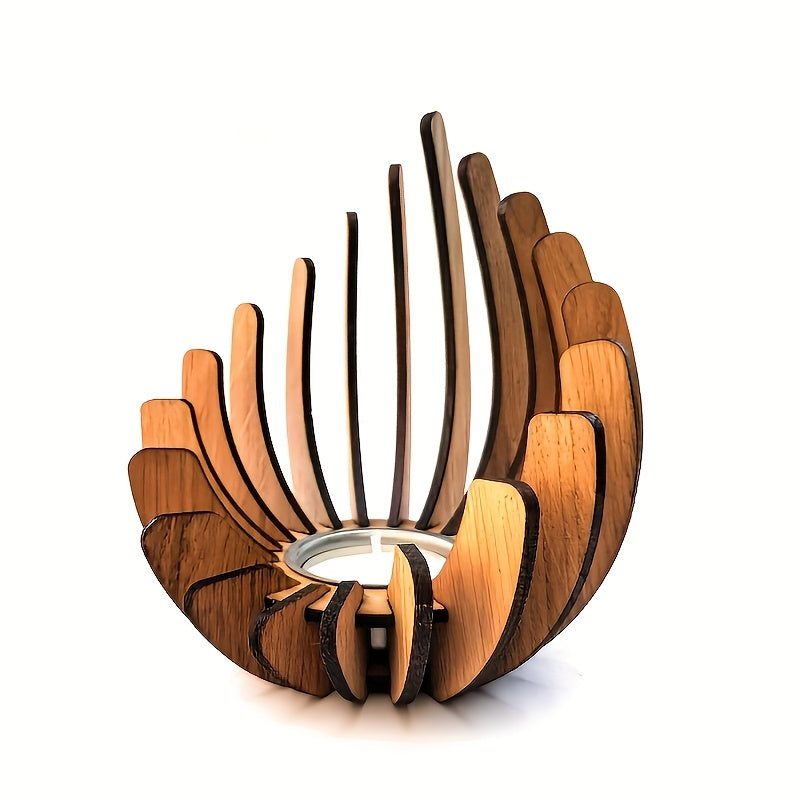 Bohemian Lotus Candle Holder – Handmade Layered Wood Design