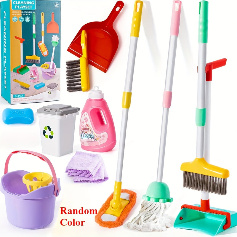 Kids’ Cleaning Playset – Adjustable Mop, Broom and Dustpan Set