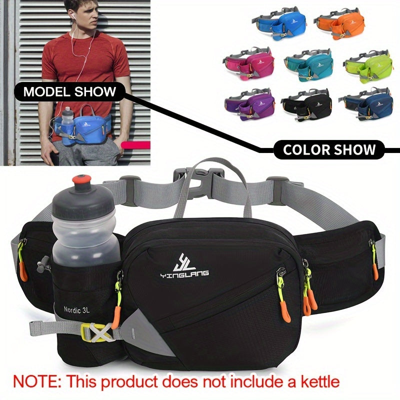 Versatile Running Waist Bag with Water Bottle Holder – Durable Nylon with Zippers for Hiking and Marathons