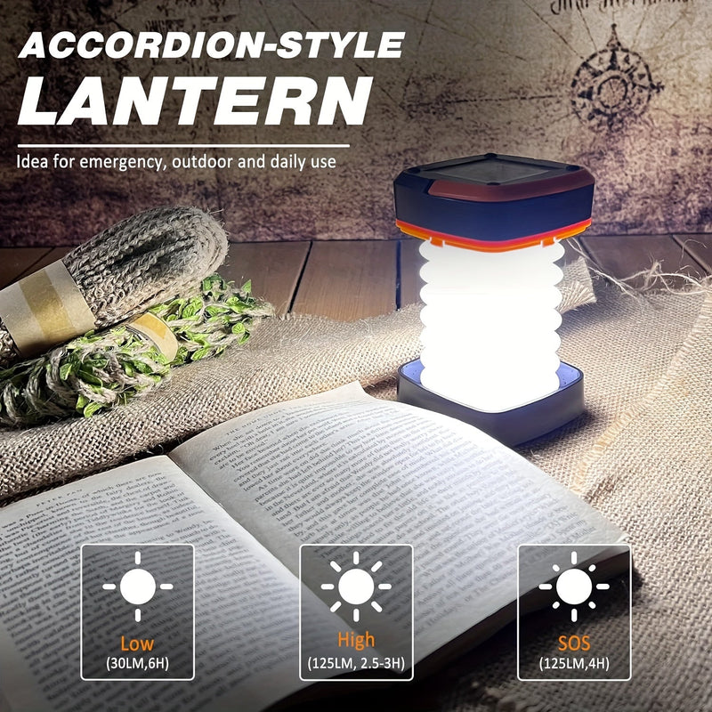 Foldable Camping Lantern - Rechargeable LED Light for Outdoor Activities and Emergencies