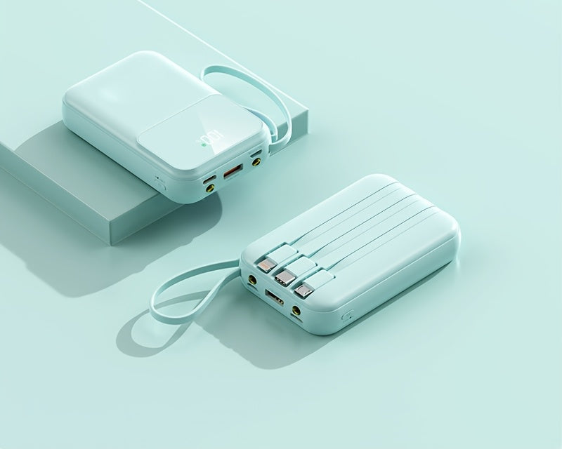 Ultimate Portable Power Bank 10000mAh - Fast Charging with Built-in Cables