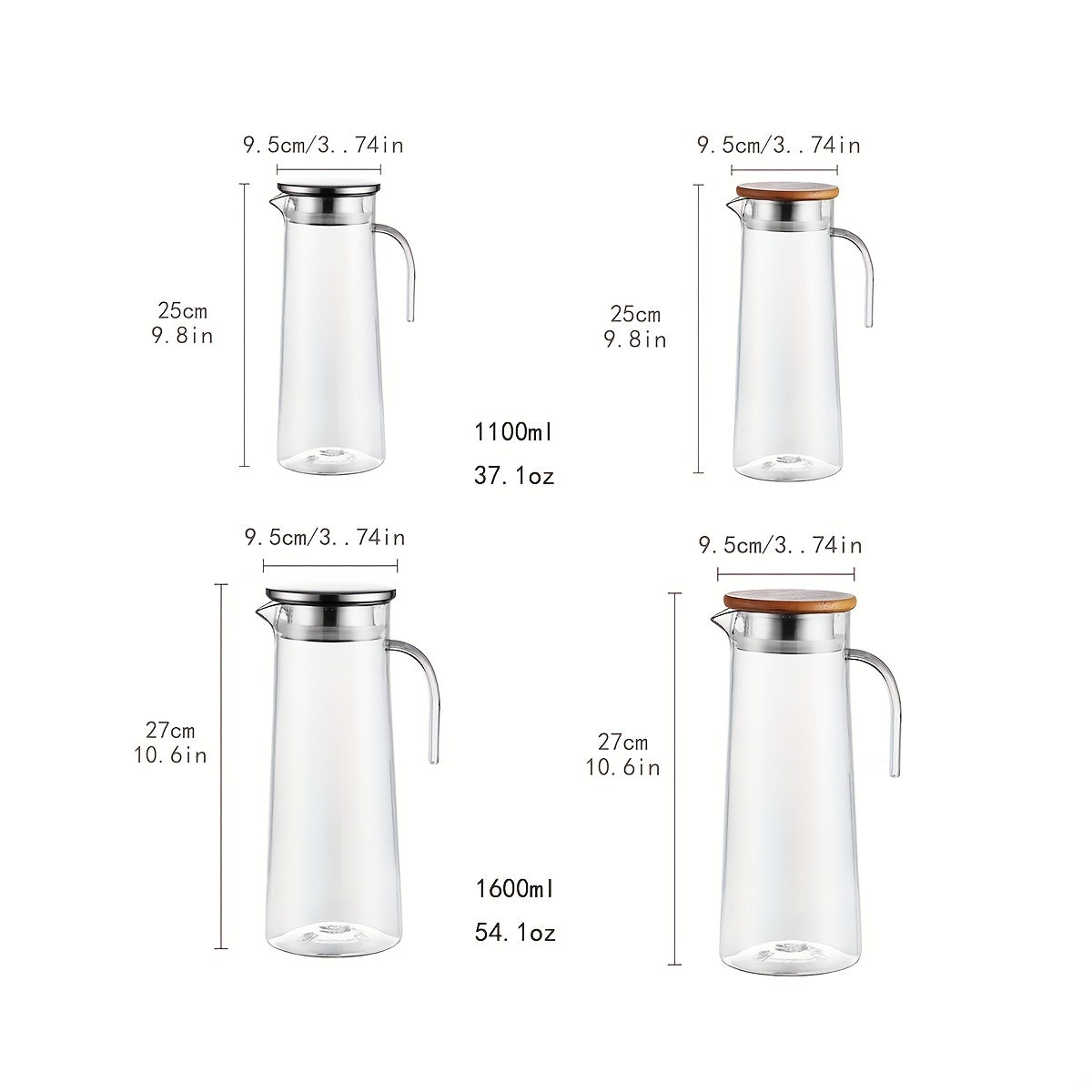 Glass Water Pitcher with Lid – Ideal for Juice, Bubble Tea, and Refreshing Summer Drinks