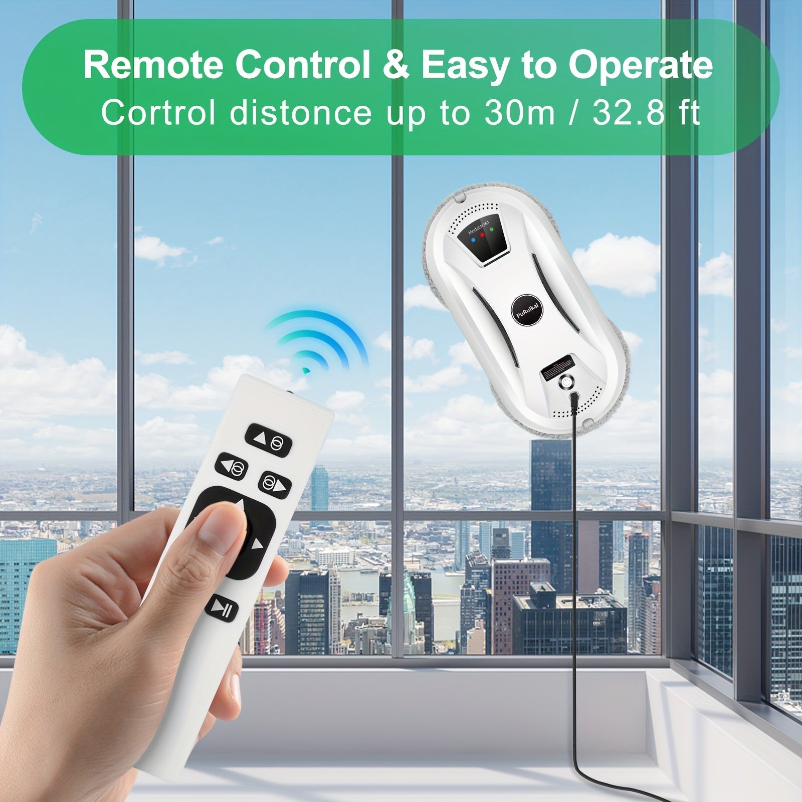 Fully Automatic Window Cleaner – Intelligent Glass Scrubber with Remote Control for Efficient Cleaning