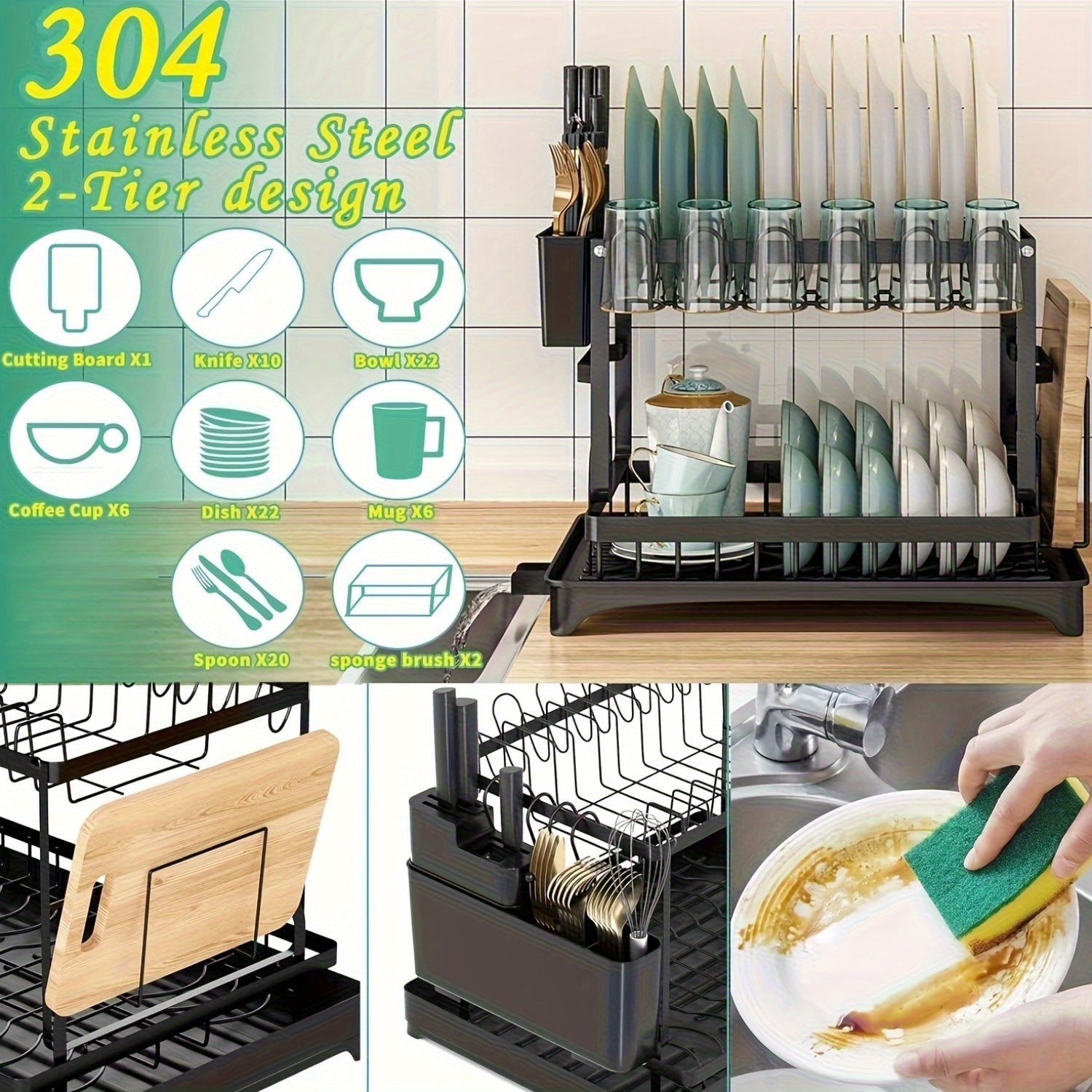 Adjustable 2-Tier Dish Rack – Durable and Practical for Every Kitchen