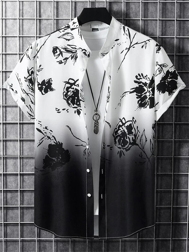 TropicWave Men's Palm Print Shirt – Fresh and Fashionable