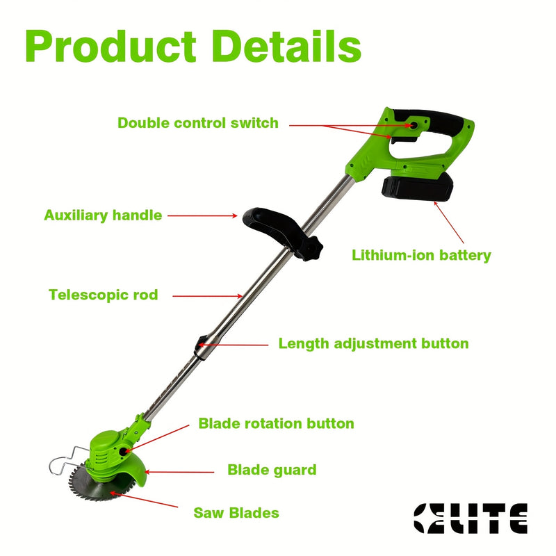 Portable Lithium Cordless Electric Lawn Mower – Adjustable & Rechargeable
