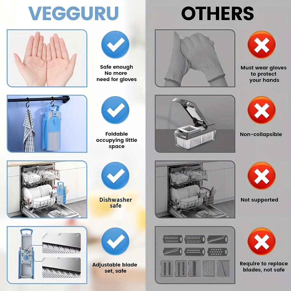 Multifunctional Vegetable Slicer – Safe, Adjustable, and with Large Capacity