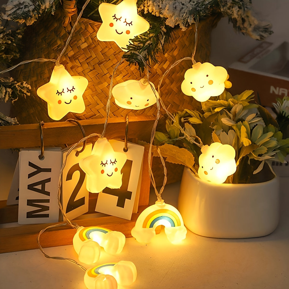 Magical LED String Lights – Star, Cloud, and Rainbow Designs for a Cheerful Atmosphere