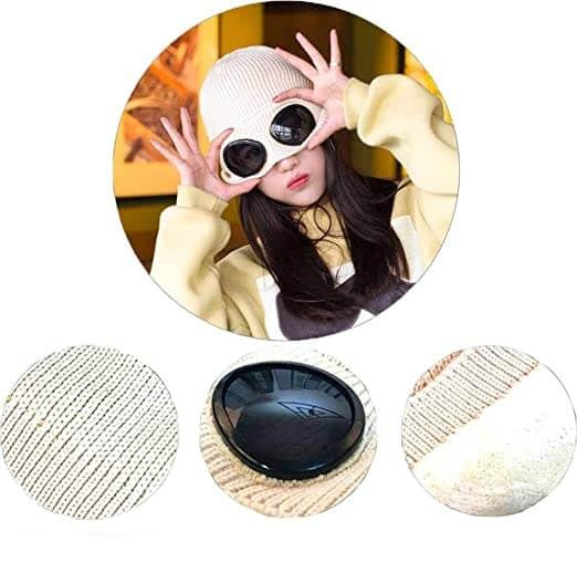 Knitted Winter Beanie with Glasses Lens – Warm Unisex Beanie for Cold and Windy Days