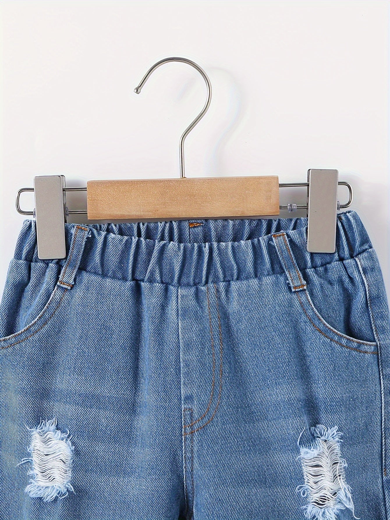 Casual Ripped Denim Jacket and Pants Set – Perfect for Adventurous Boys