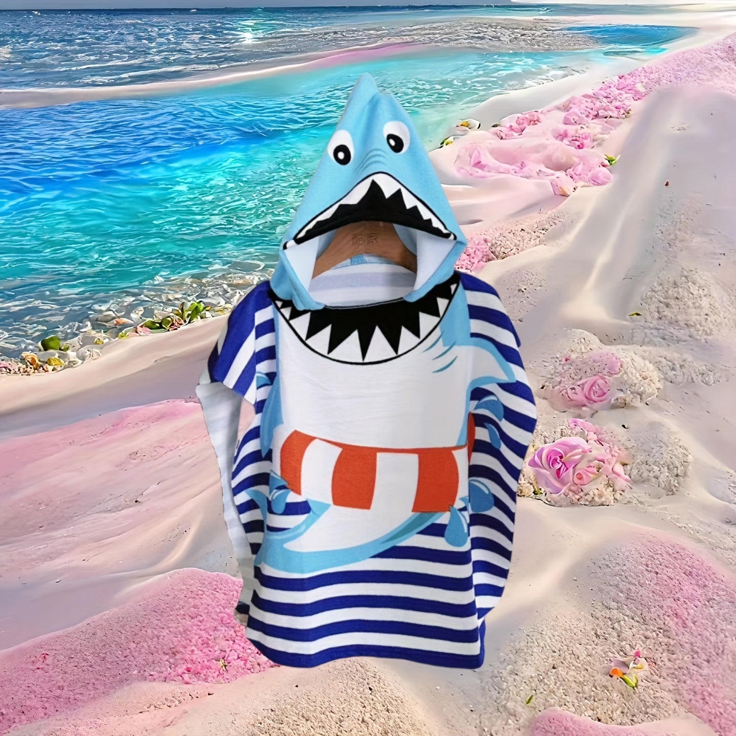 Cartoon Dinosaurs and Pirates Beach Towel for Kids – Soft Bath Cape with Hood