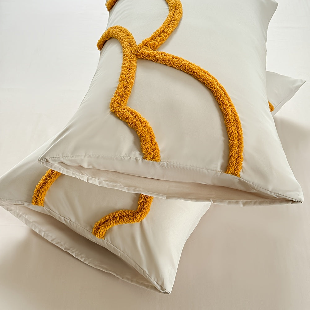 Tufted Bedding Set – Bedspread and Pillow Covers with Large Floral Design