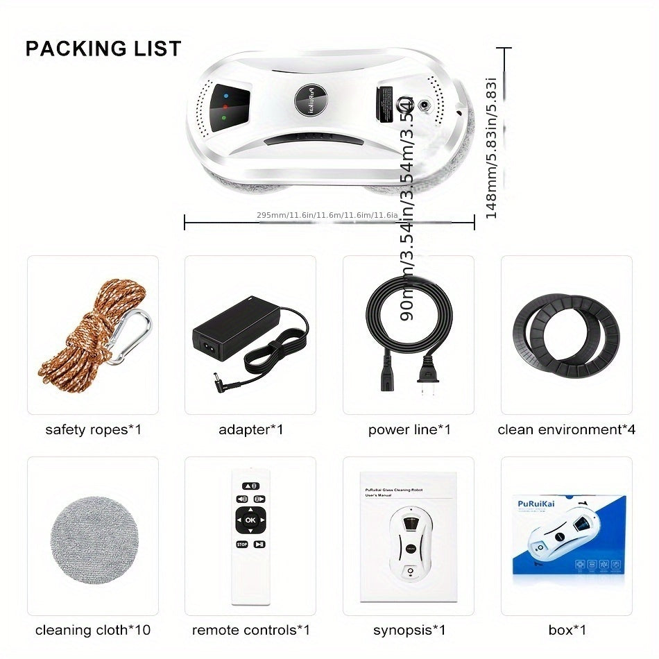 Fully Automatic Window Cleaner – Intelligent Glass Scrubber with Remote Control for Efficient Cleaning