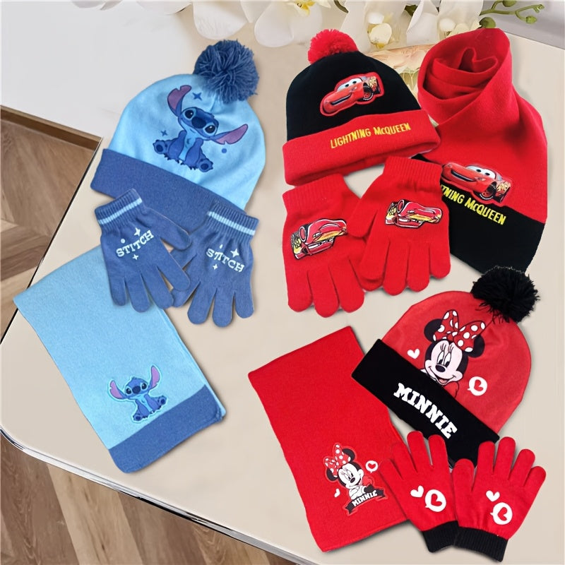 Winter Set for Kids – Beanie, Gloves, and Scarf Set with Cartoon Characters