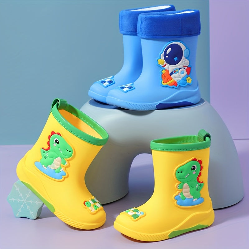 Children's Rain Boots with Cartoon Space Traveler – Warm and Waterproof for Winter
