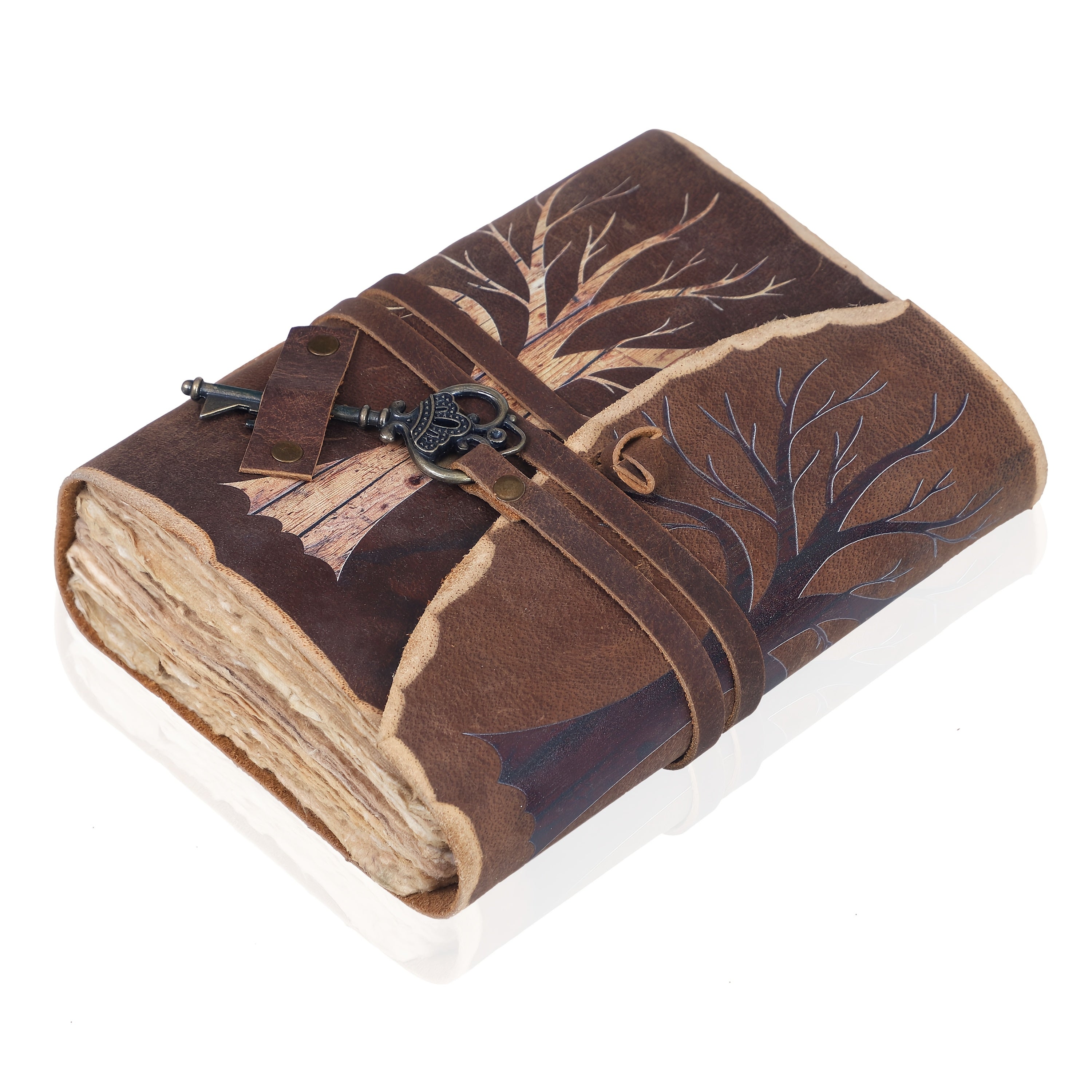 Handmade Vintage Notebook with Leather Look and Key Closure – For Creative Minds