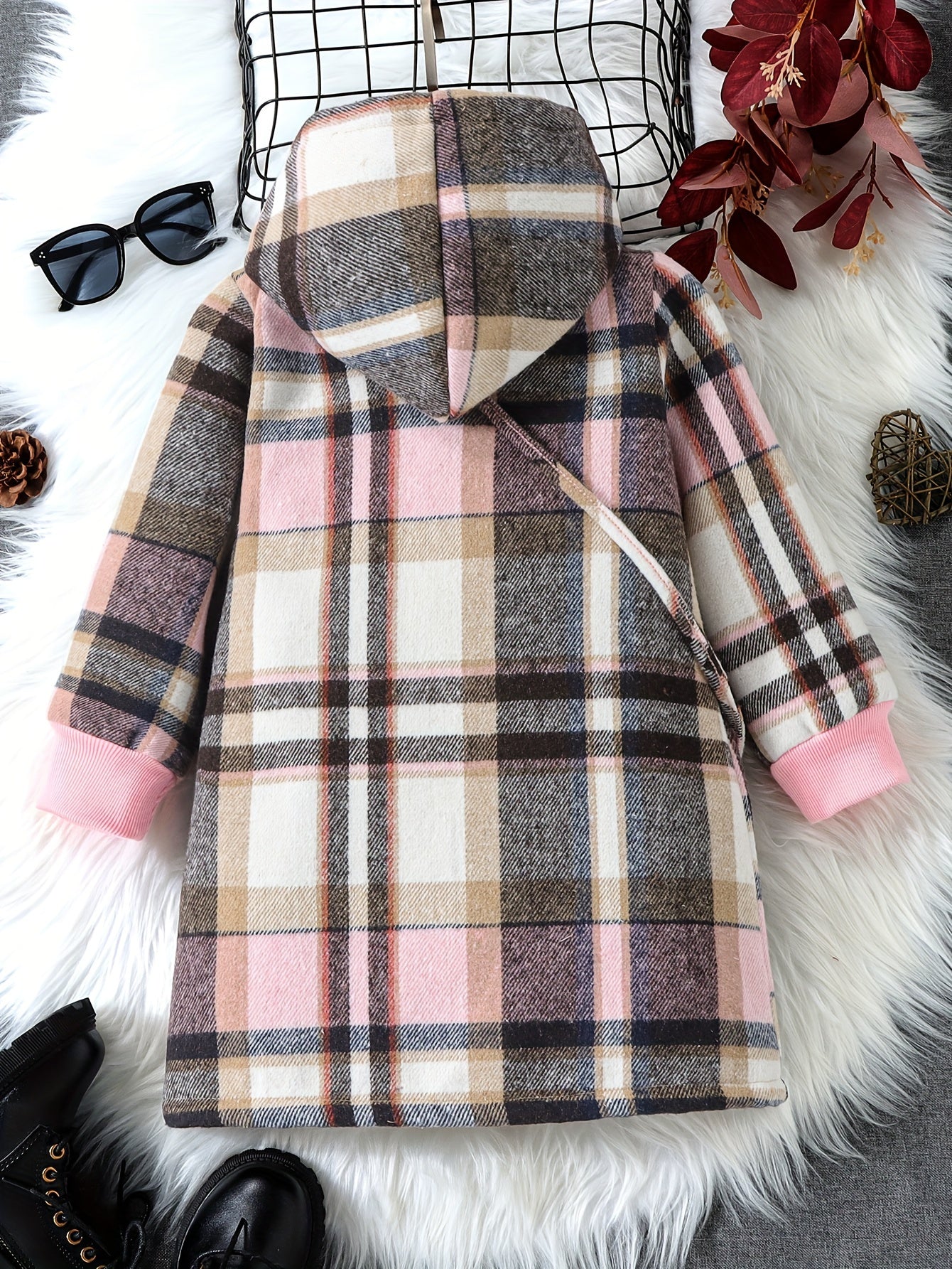 Fleur Fleece Checked Jacket for Kids - Warm and Stylish for Winter