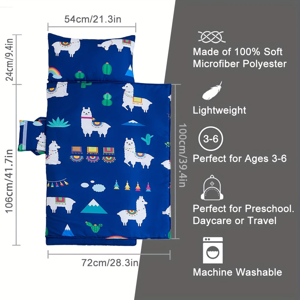 Foldable Children's Sleeping Mat with Llamas – Soft & Convenient for Toddlers on the Go or at School