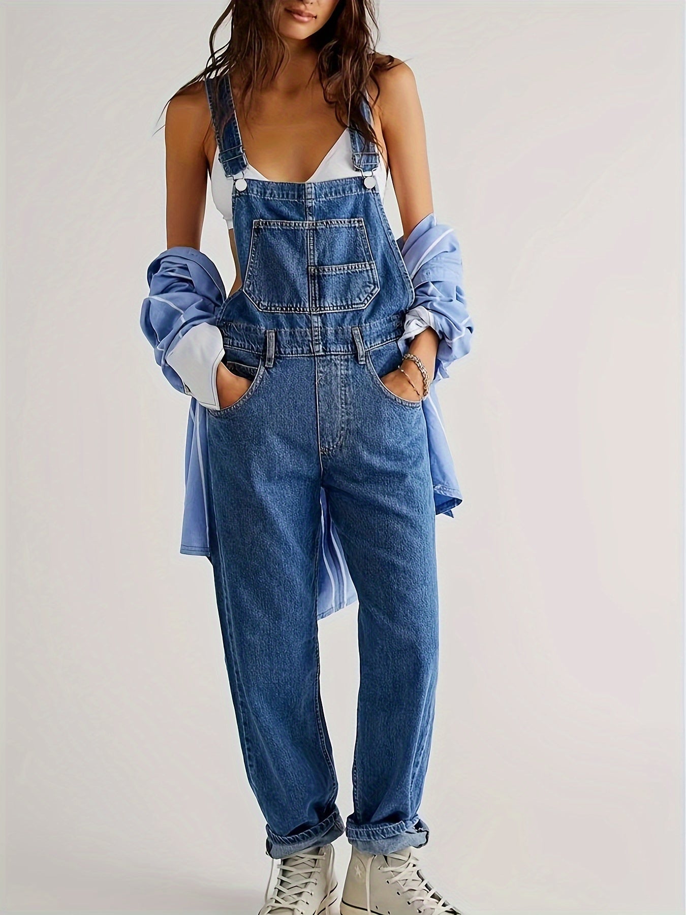 Trendy Denim Women's Jumpsuit – Casual and Stylish for Spring, Summer, and Autumn