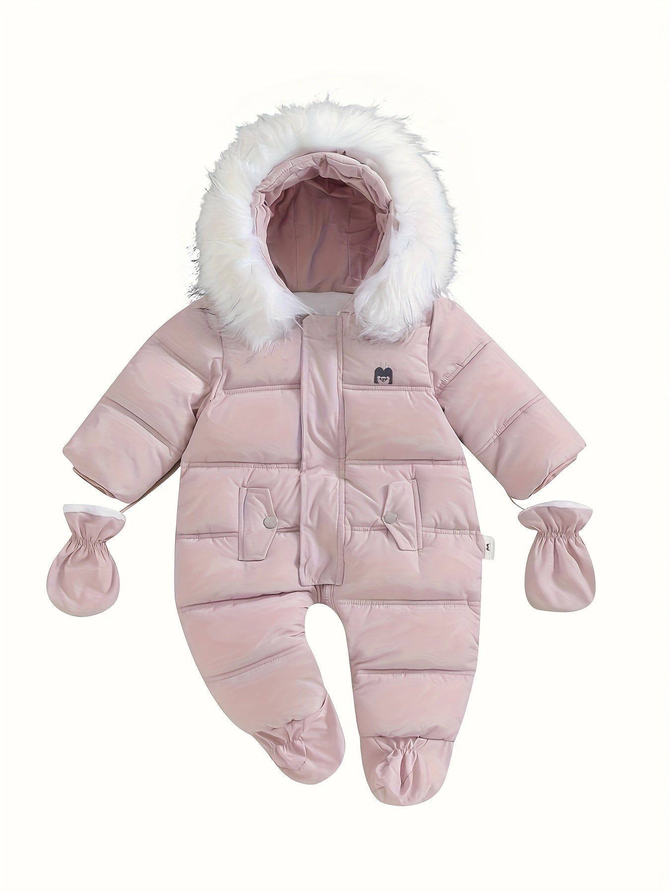 Snowy Baby Romper – Warm Winter Onesie with Hood for Outdoors
