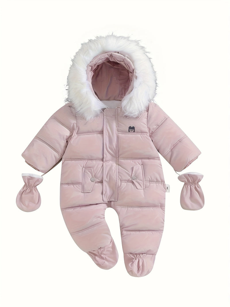 Snowy Baby Romper – Warm Winter Onesie with Hood for Outdoors